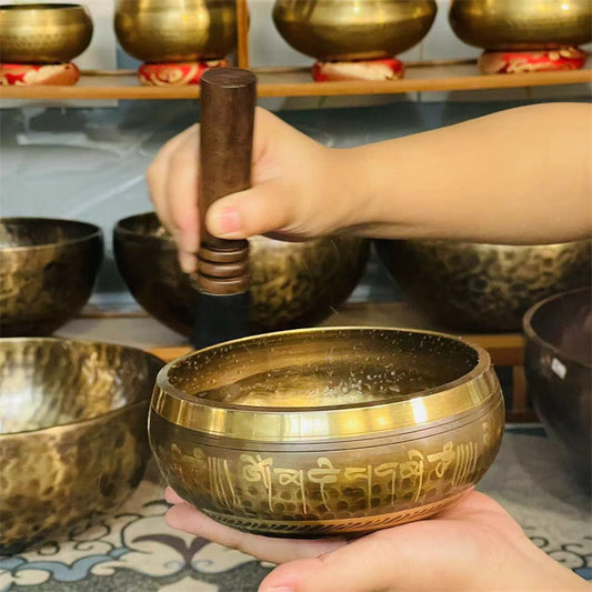 Handmade Copper Singing Bowl Vajra Buddhist Sound Bowl Meditation Chanting Bowl Ornament