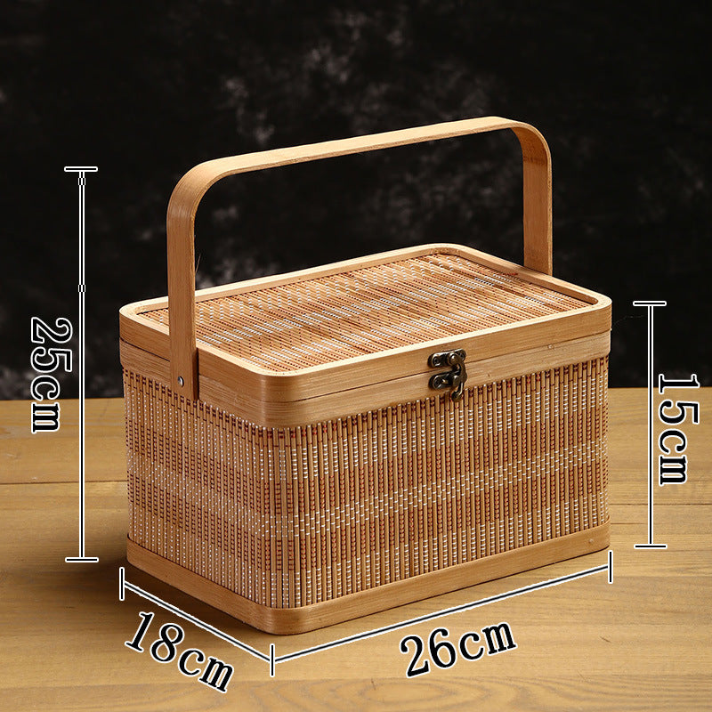 Bamboo Woven Retro Simple Shopping Basket