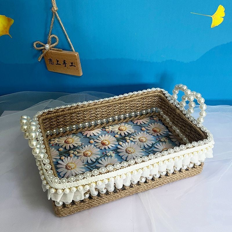 Handmade Woven Hemp Rope Desktop Storage Basket