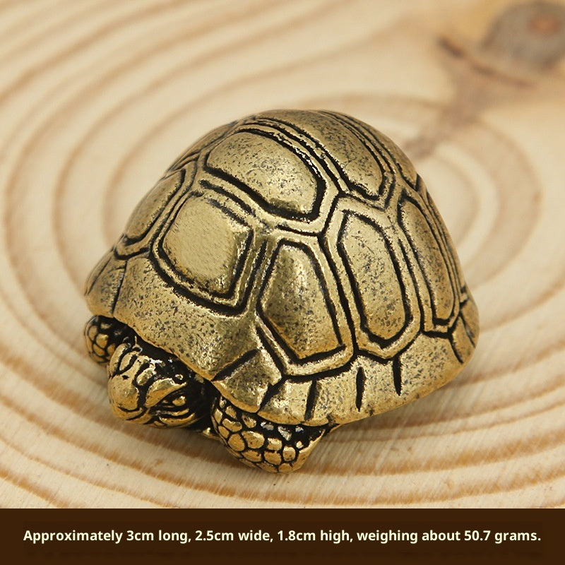 Solid Brass Turtle Desktop Ornament, Shrinking Head Turtle, Wealth-attracting Brass Carving Craft