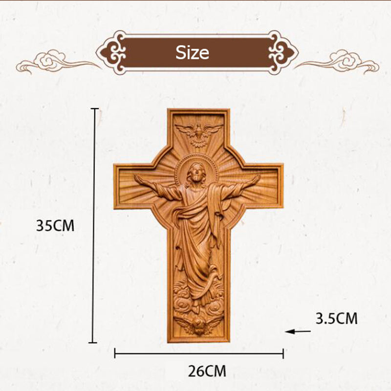 Handicrafts Ascending Wooden Cross Home Church Wood Carving