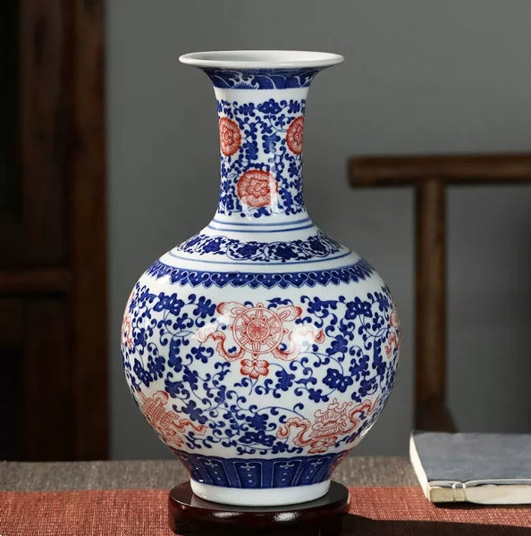 Blue-and-white Porcelain Vase Home Decor Display Shelf Ornament