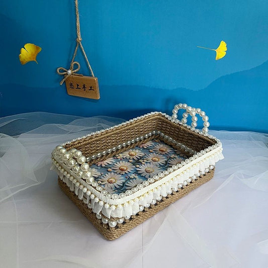 Handmade Woven Hemp Rope Desktop Storage Basket