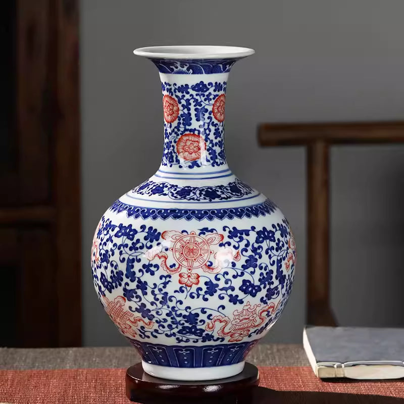 Blue-and-white Porcelain Vase Home Decor Display Shelf Ornament