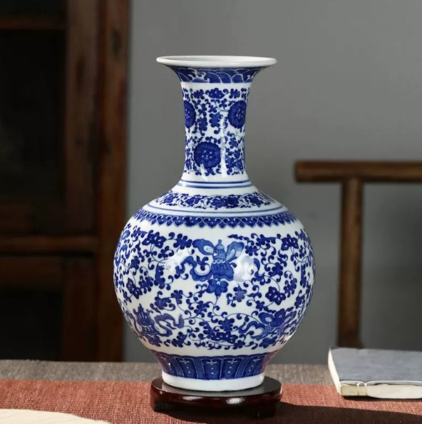 Blue-and-white Porcelain Vase Home Decor Display Shelf Ornament