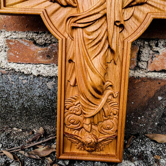 Handicrafts Ascending Wooden Cross Home Church Wood Carving