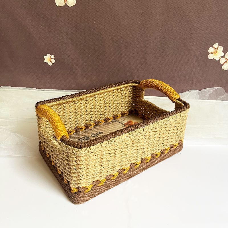 Handmade Woven Hemp Rope Vintage Storage Basket