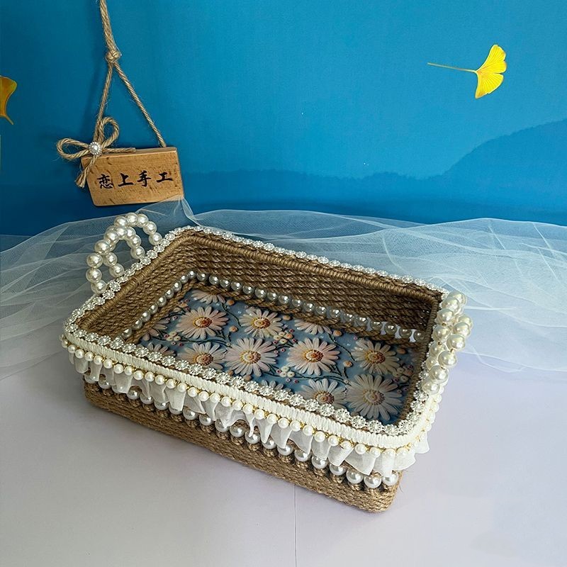 Handmade Woven Hemp Rope Desktop Storage Basket