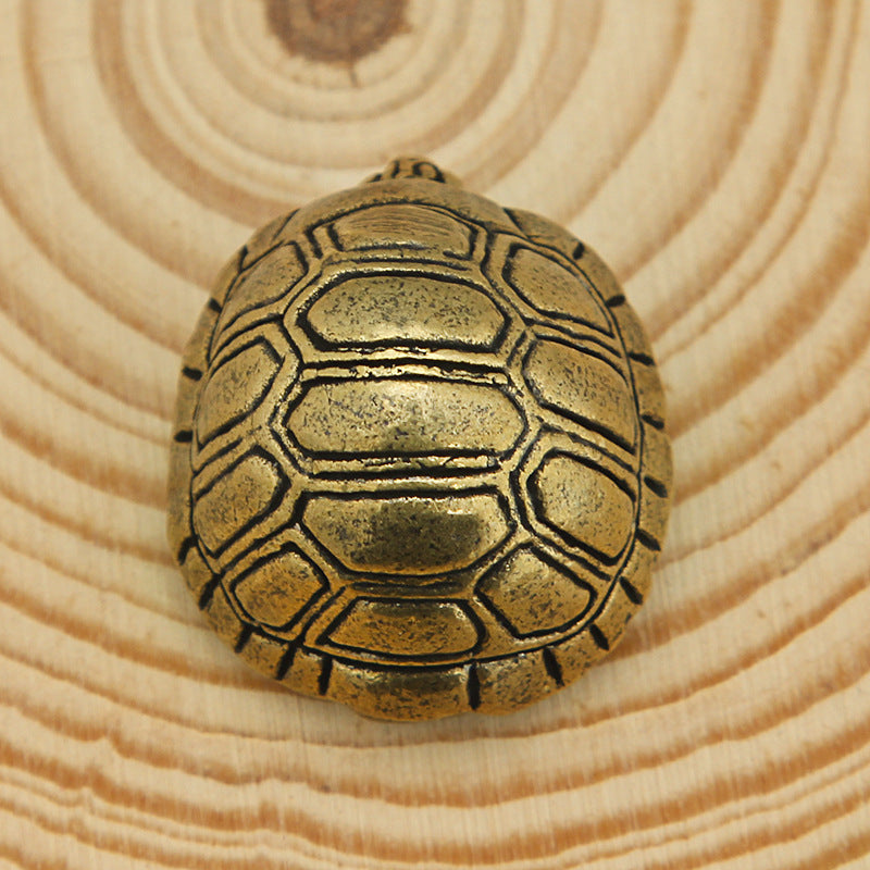 Solid Brass Turtle Desktop Ornament, Shrinking Head Turtle, Wealth-attracting Brass Carving Craft