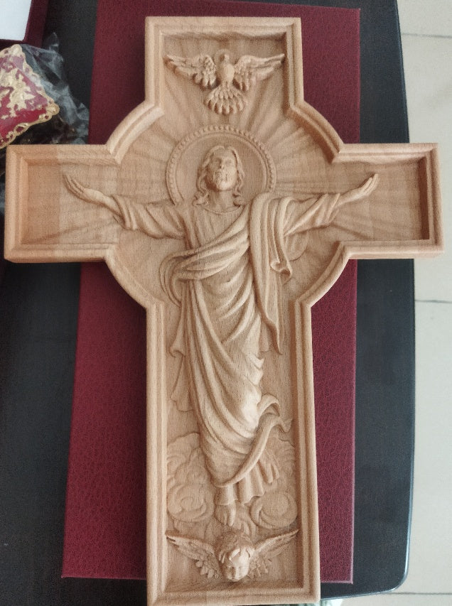 Handicrafts Ascending Wooden Cross Home Church Wood Carving