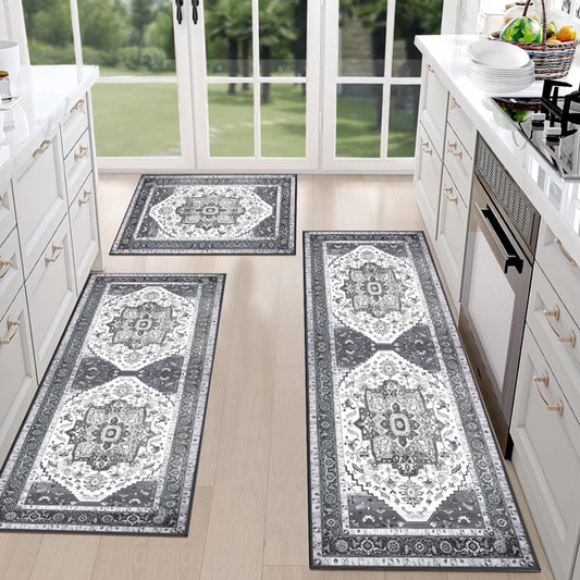 Boho Kitchen Rug Sets 3 Piece With Runner Non Slip Kitchen Rugs And Mats Washable Kitchen Mats For Floor Thick Kitchen Floor Mat Carpet Runner Rugs For Hallway Laundry Holiday Decor
