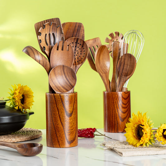 Chinese Elm Wooden Spatula Non-Stick Cookware Set