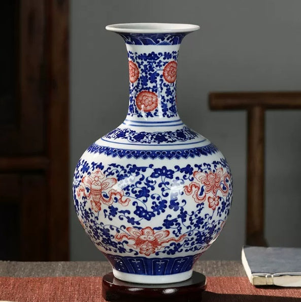 Blue-and-white Porcelain Vase Home Decor Display Shelf Ornament