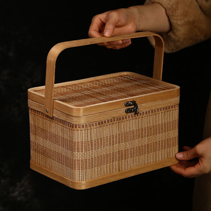 Bamboo Woven Retro Simple Shopping Basket