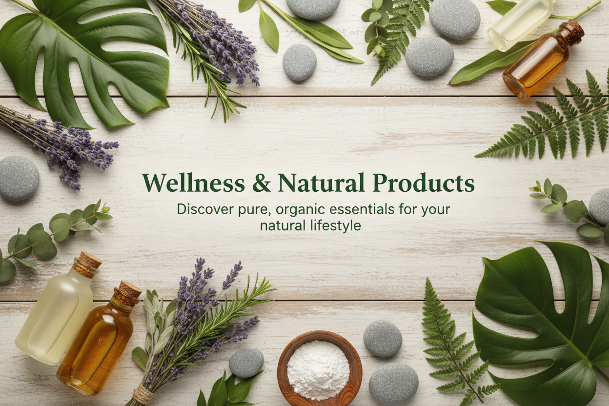 Wellness & Natural products

with heading and short description on center